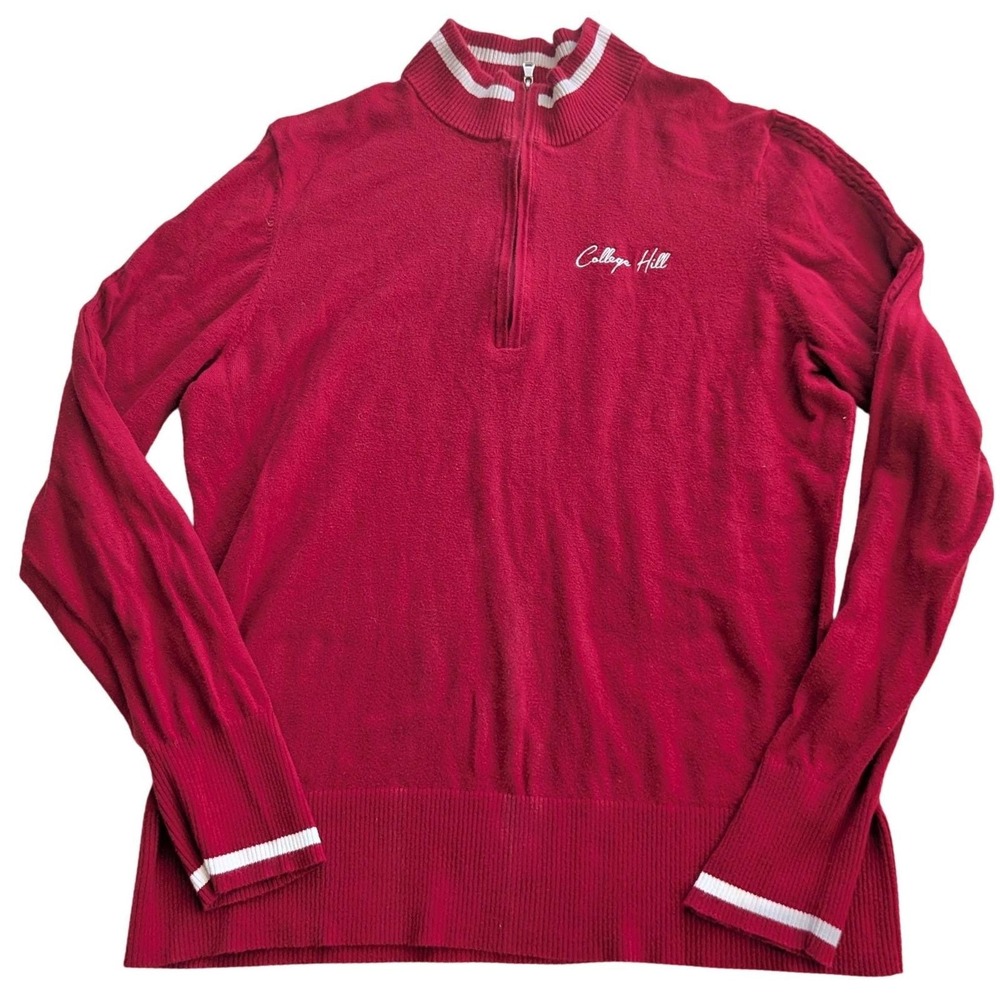 Cutter & Buck Mens XL Red WSU College Hill 1/4 Zip Pullover Sweater Golf Cougs